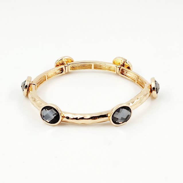 Pretty Persuasions - Wholesale Bangle Bracelet - B25034 Glass Bead/Faux Pearl Adorned Stretch Bangle Bracelet1