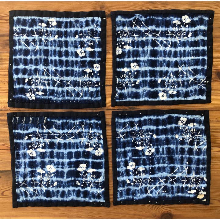 JoanR - Wholesale Placemat - Dianthus Shibori set van 4 Zokin Matten #48: Japanse Zokin Mat3