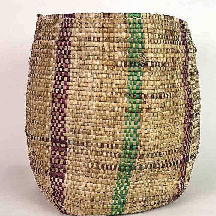 Cesta grande verde/marrom de listra vertical tecida flexível de pântano profundo - Togo por atacado de The Niger Bend