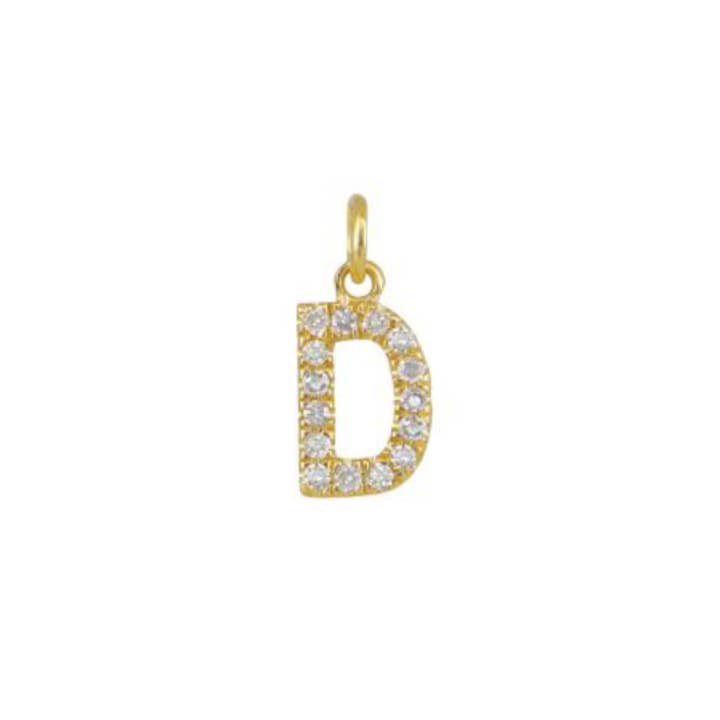 Ashley Schenkein Jewelry Design - Wholesale Pendant/Charm Necklace - Diamond Initial Charm 14K Yellow Gold Necklace6