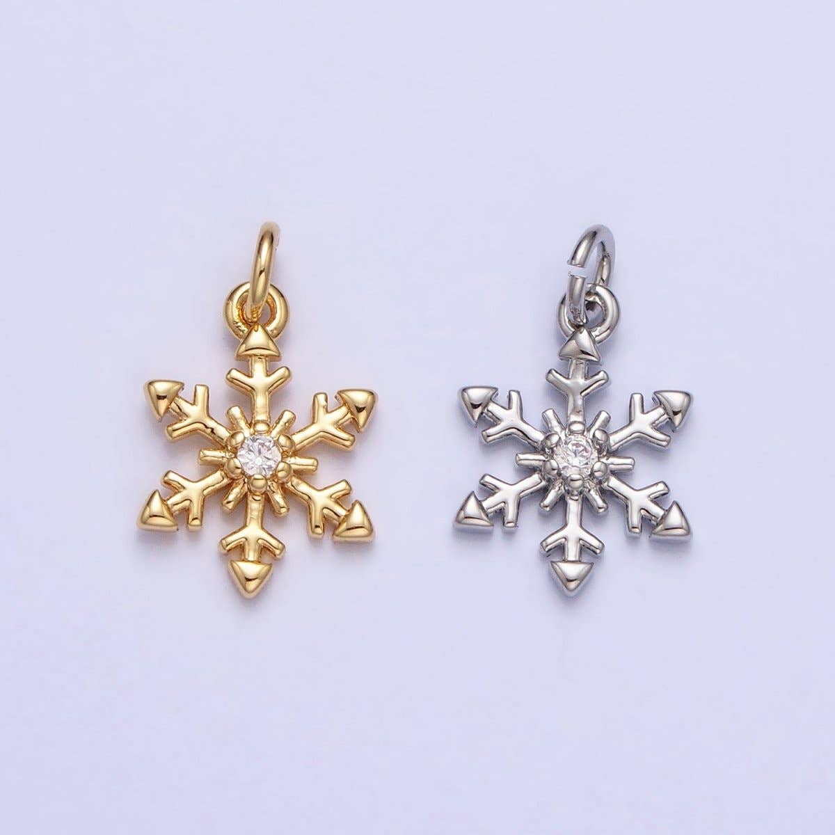Aim Eternal - Wholesale Individual Charm/Pendant - Mini Gold plated Winter Cubic Snow Flake Charm Small Silver Snow Flake Pendant AC721 AC7224