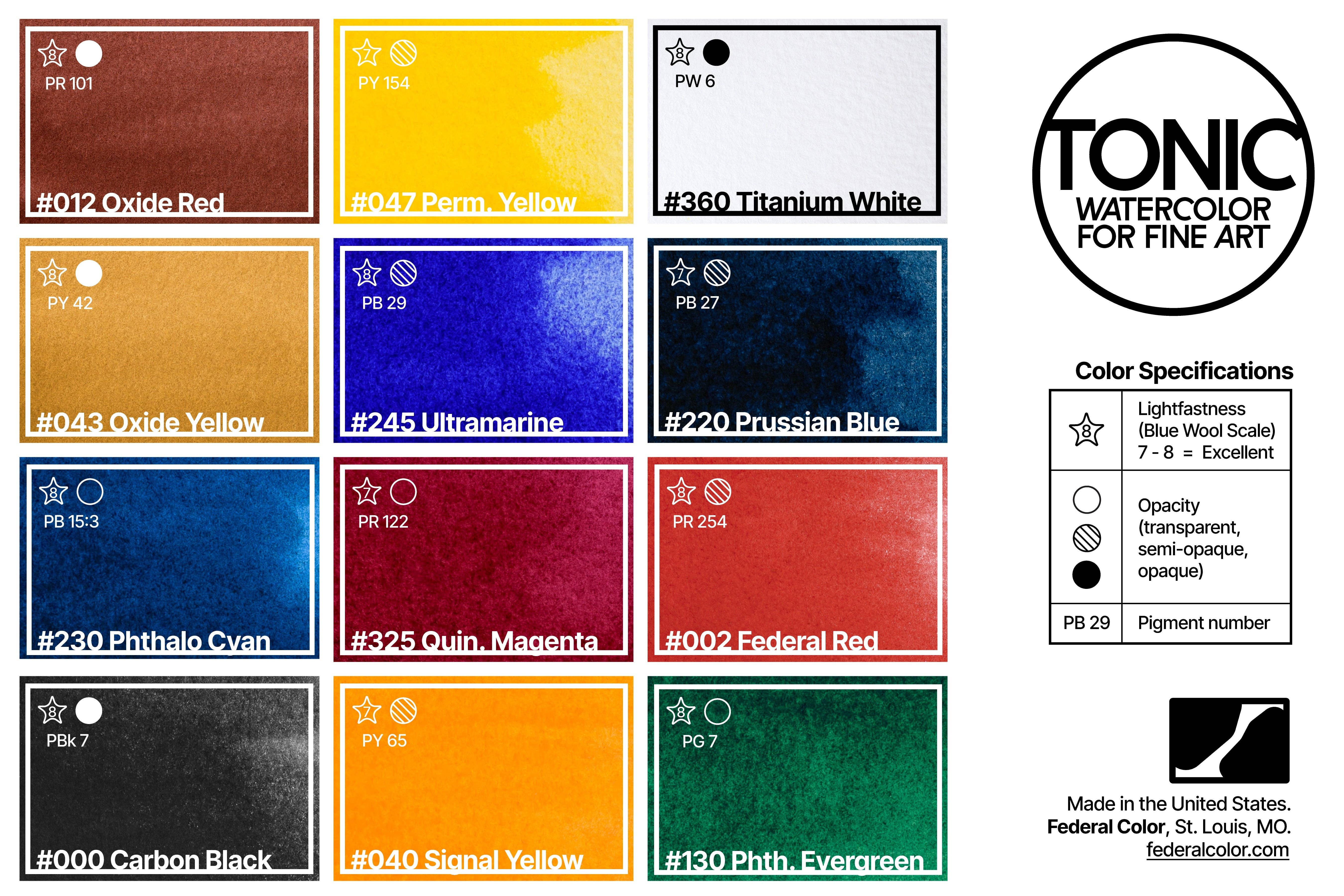 Federal Color - Wholesale Watercolor Paint - Tonic Watercolor Half Pans, Primary Trio7
