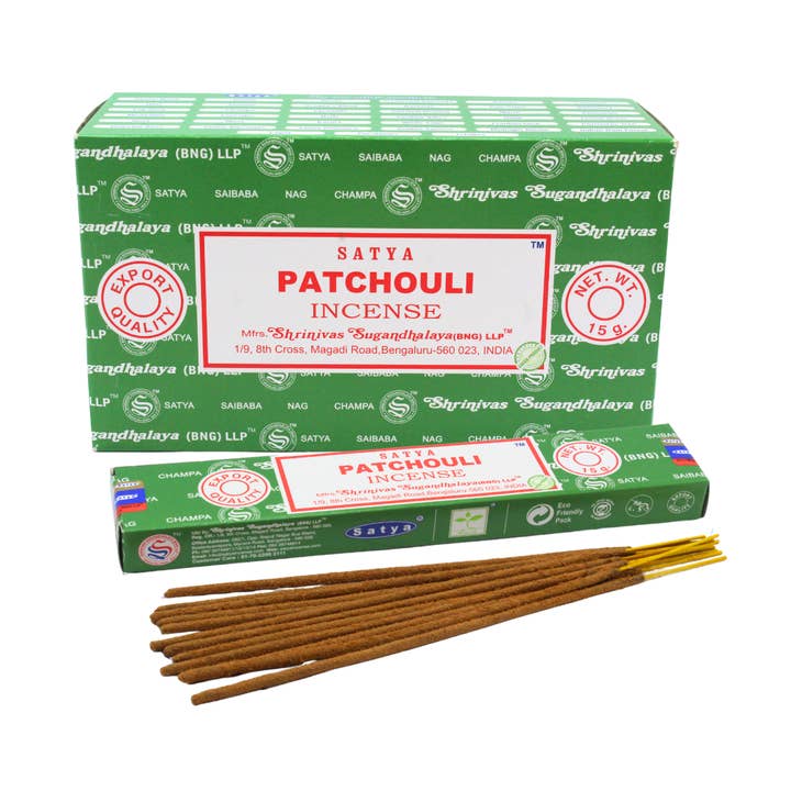 Satya Patchouli Røgelse 15 gram for engroshandel hos Eastern Trading