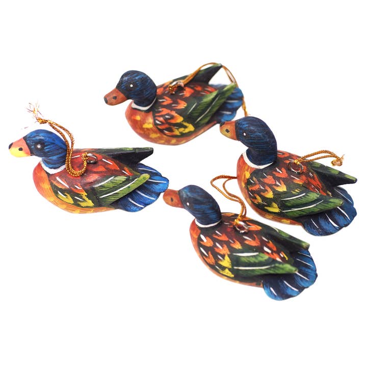 NOVICA - Wholesale Ornament Set - Novica Handmade Dazzling Plumage Wood Ornaments (Set Of 4)1