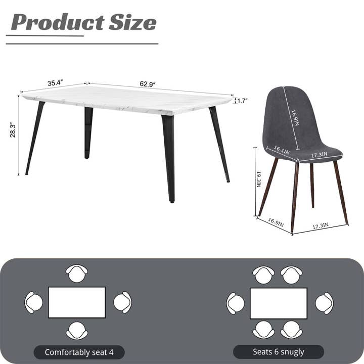 39F Inc. - Wholesale Patio Set - Modern Dining Set: Elegant Table with Four Grey Chairs