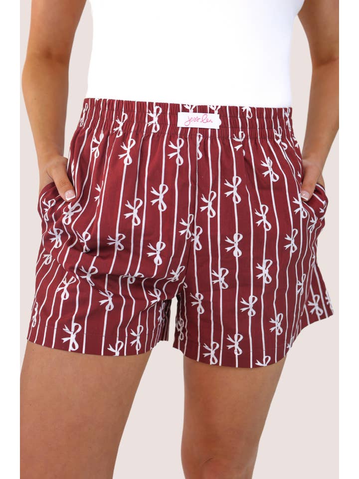 Bows And Goals Boxer Shorts- Maroon for wholesale on Faire4
