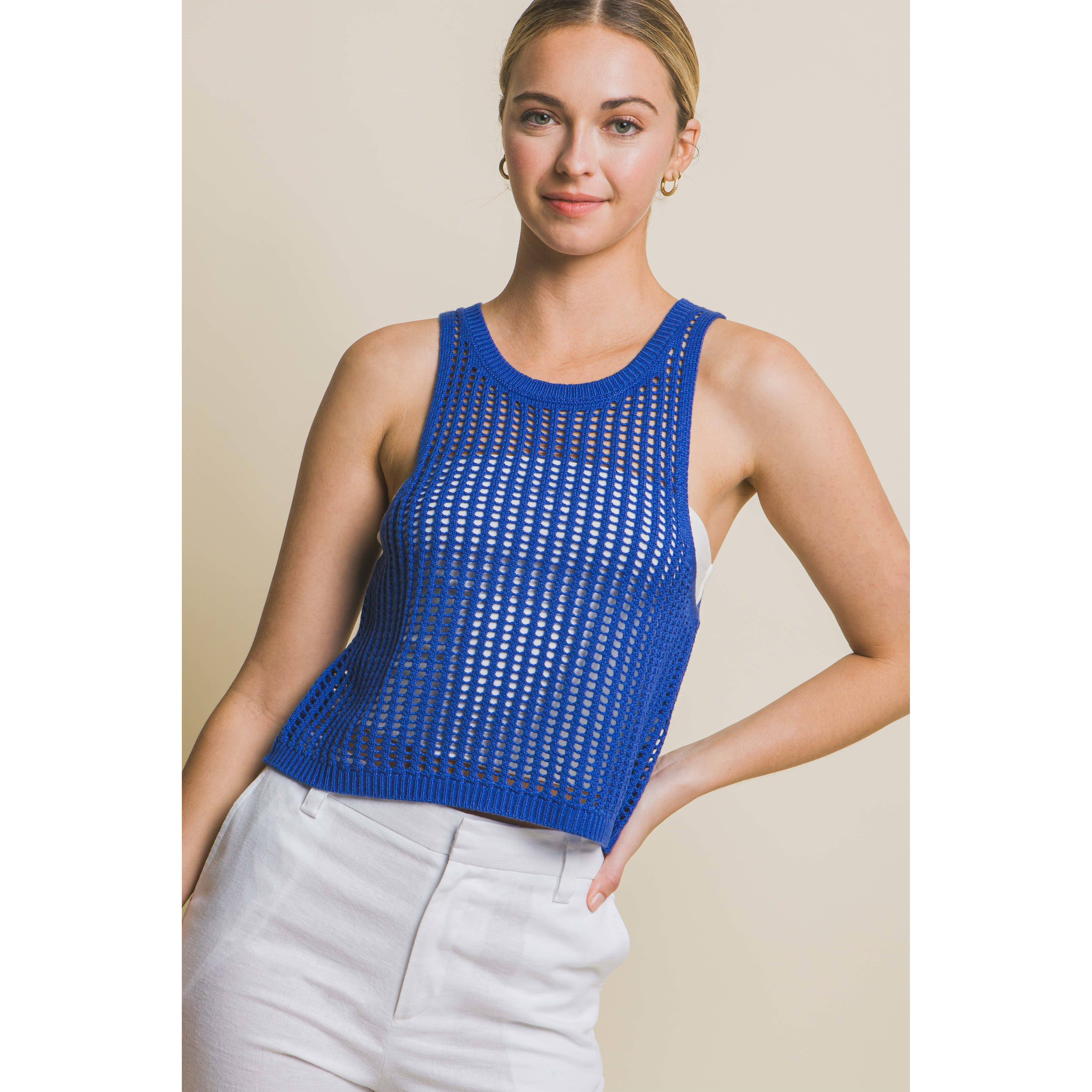 Paperdoll – Großhandel Strickoberteil – Damen – ÄRMELLOSES TANKPULLOVERTOP MIT OFFENEM STRICK4