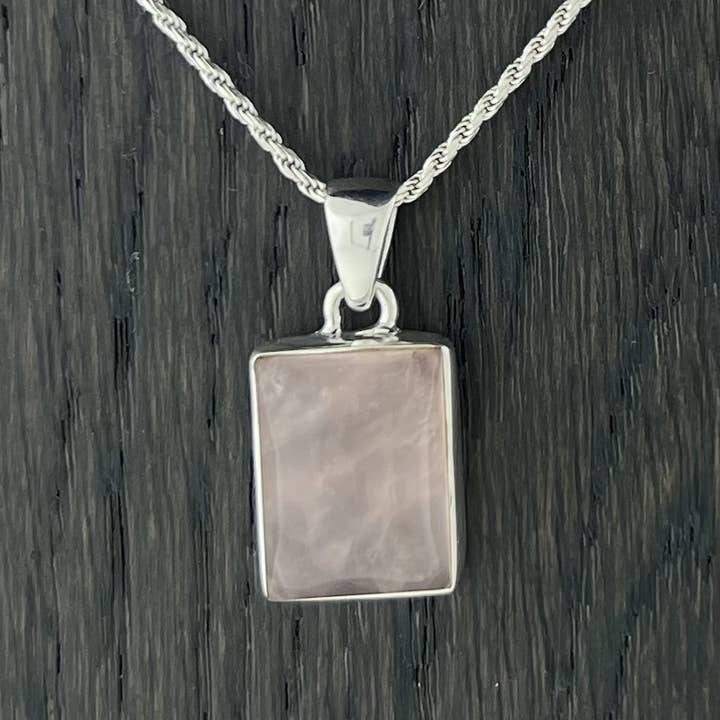 ROSE QUARTZ STERLING SILVER PENDANT for wholesale by Nugent Jewelry