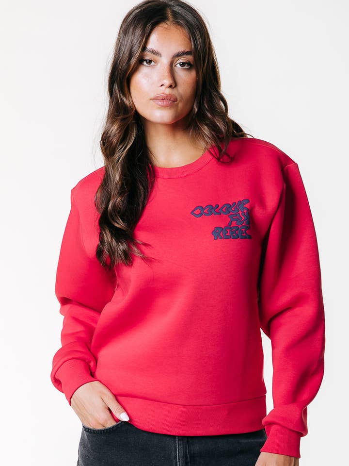 Wave Logo Sweat | Red for wholesale by Colourful Rebel