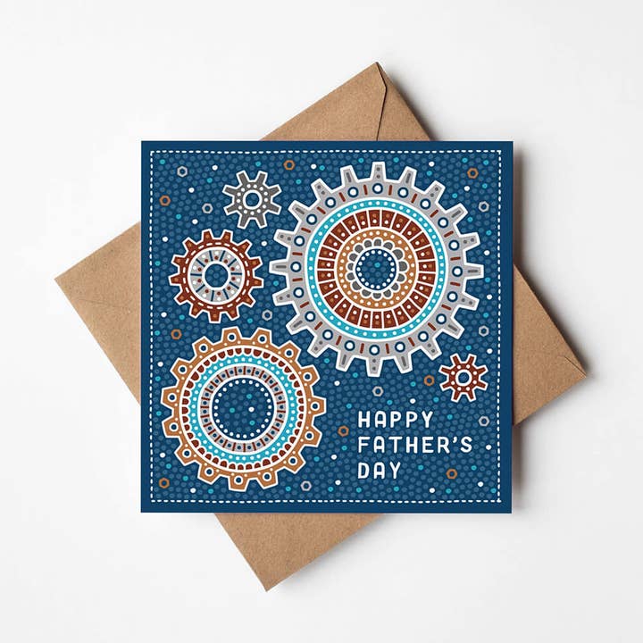 Blue Mechanical Illustrations Happy Father's Day Card for wholesale by Jess A Little Creative