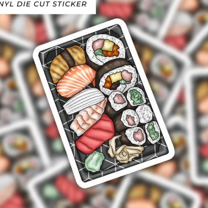 Sushi Tray Vinyl Sticker for wholesale by Willow & Ivy
