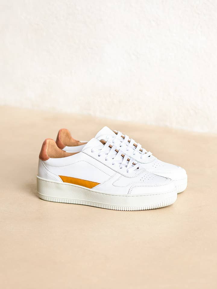 Vasco Sneakers - White, Pink, Mustard for wholesale by Pied de Biche