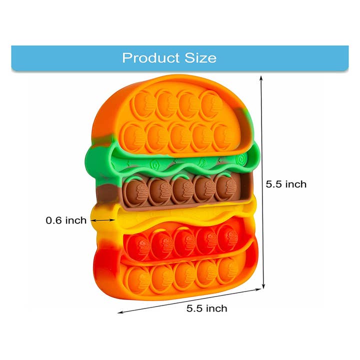JSBlueRidge Toys - Vendita all'ingrosso Giocattolo fidget - Bambini - Giocattoli Sensoriali per Bambini Burger Pop It Fidget - Assortiti