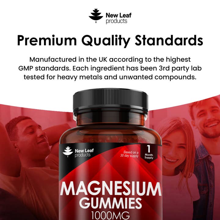 New Leaf products Ltd – wholesale Oral supplement/vitamin – Magnesium Gummies -60 Potent Vegan Sugar Free 1000mg Gummies4