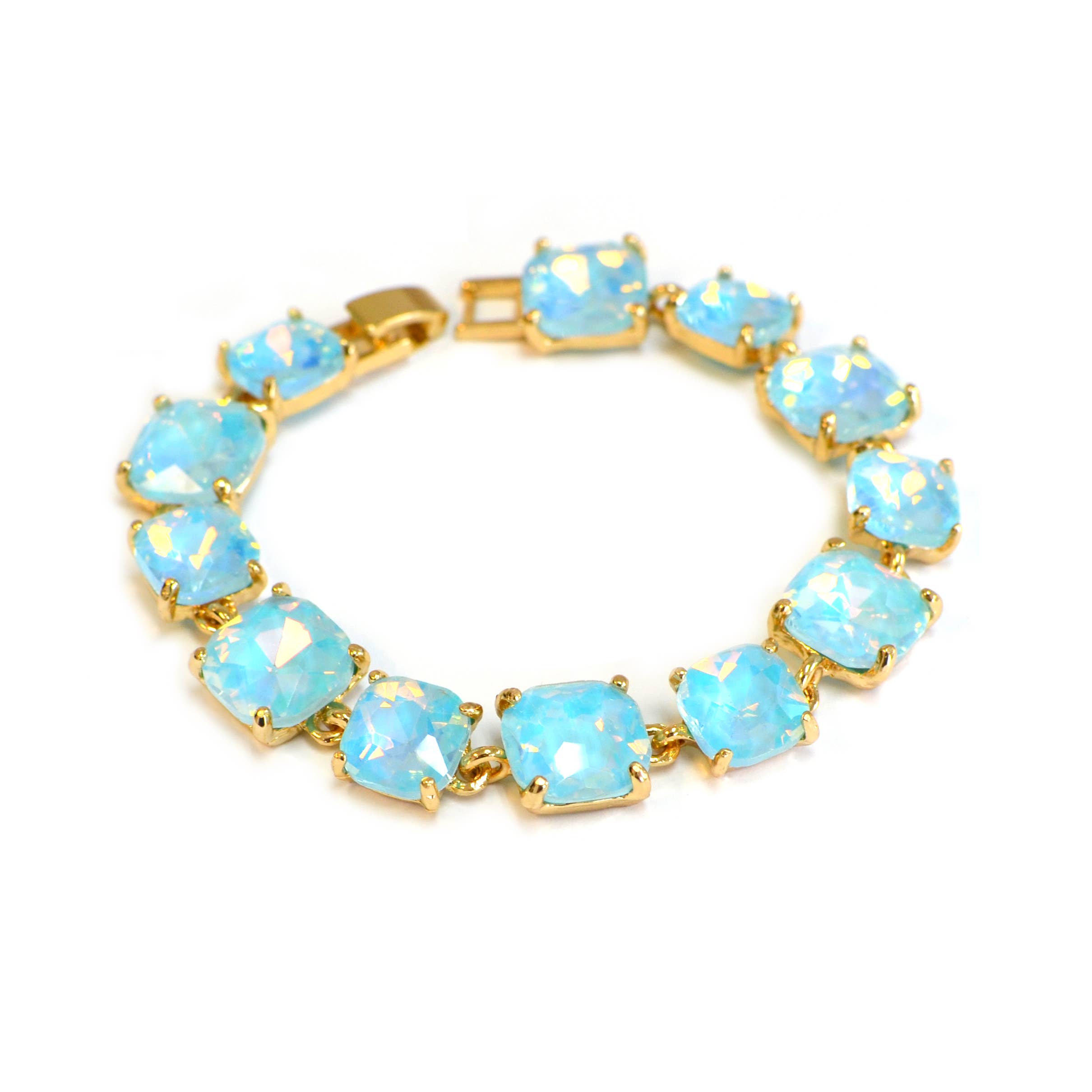 StarryNYC - Wholesale Link & Chain Bracelet - Cushion Cut Glass Crystal Linked Station Bracelet30