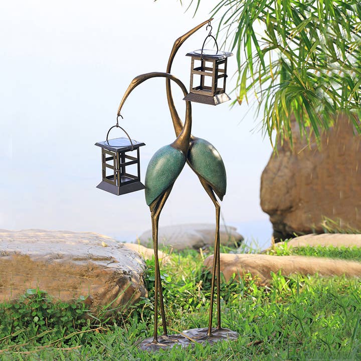Stylized Crane Pair LED Garden for wholesale by SPI Home