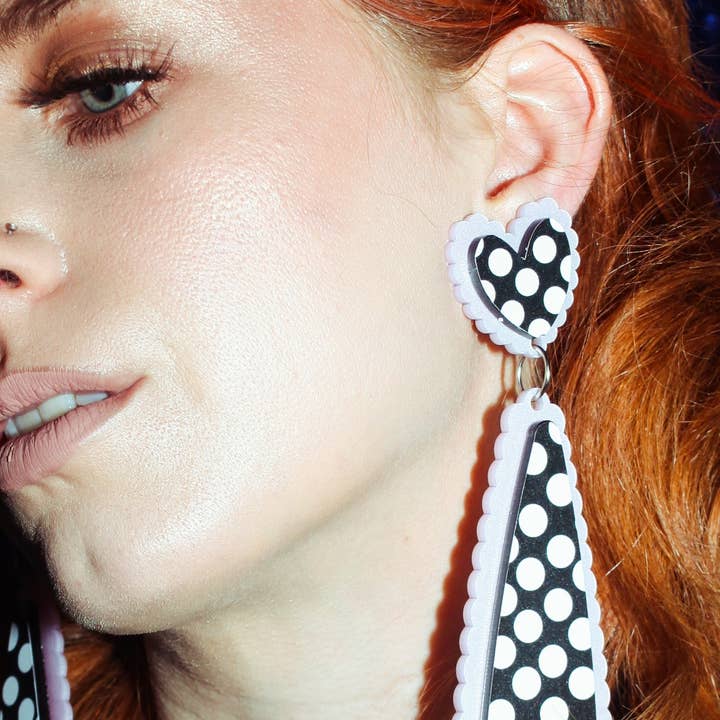 Fairly Odd Shop - Wholesale Dangle Earrings - Scalloped Drips - Polka Dots1