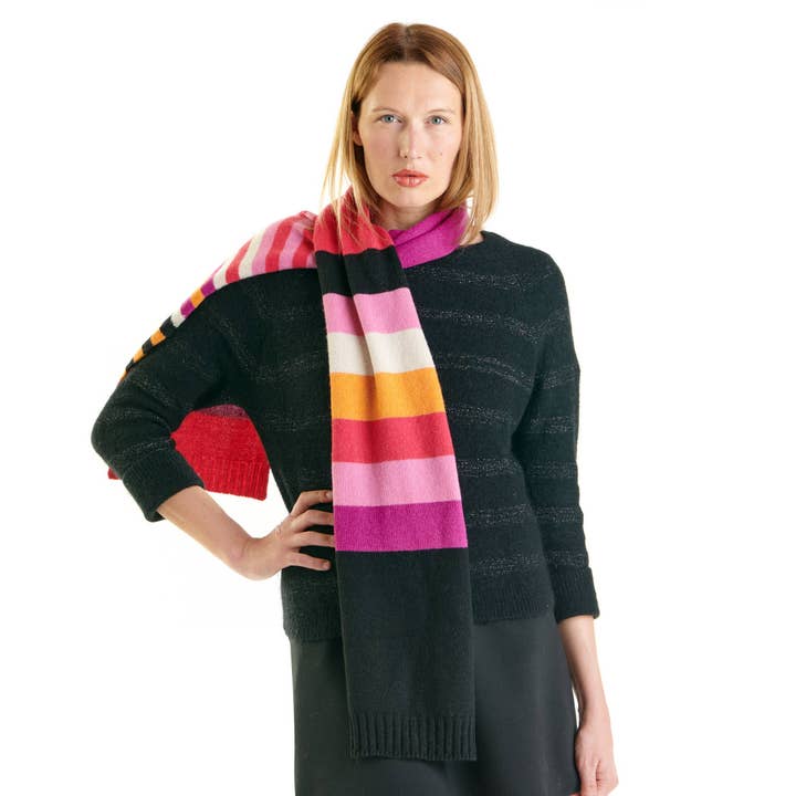 Women's mostly wool scarf in BLACK for wholesale by FIL DE JOUR