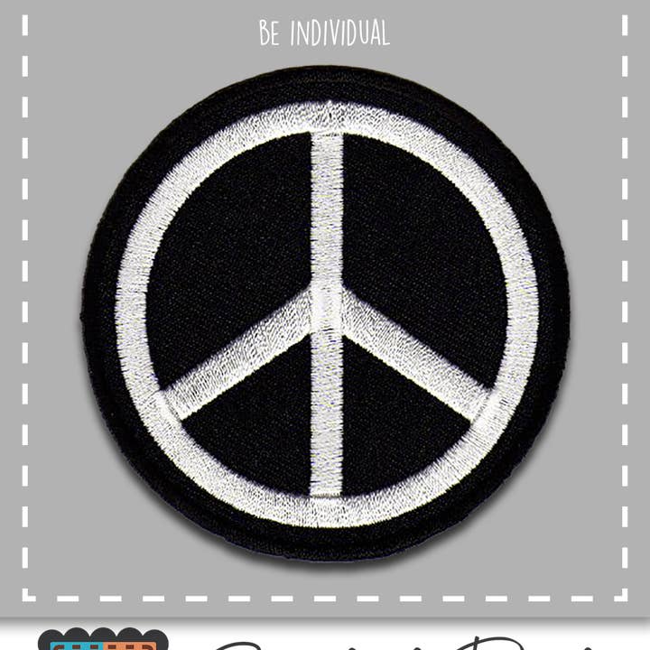 black Iron-on Patch Peace Sign Peace Love for wholesale on Faire
