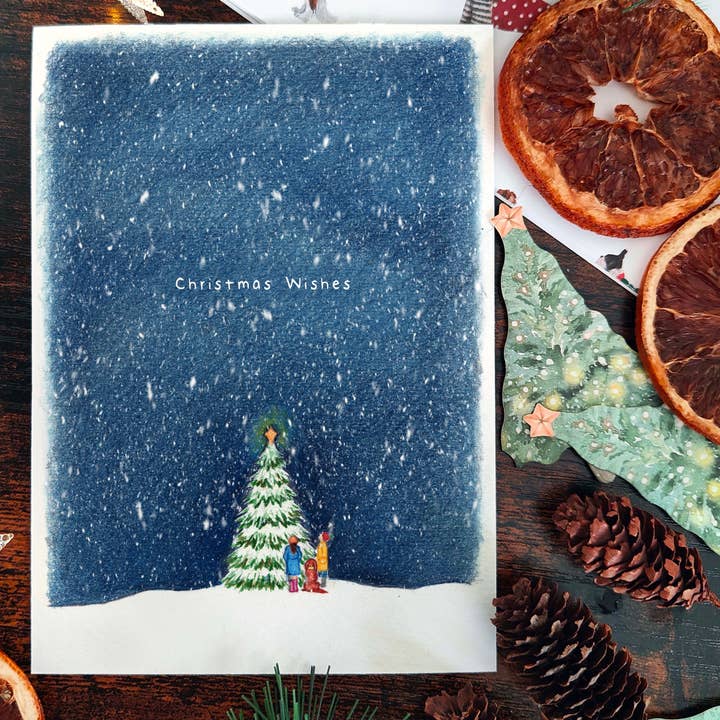 Snöig julgranskort | Traditionell familj Xmas Tree för wholesale av Beth Goodwin Designs