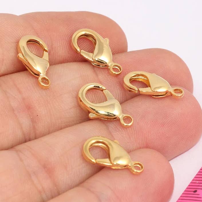 Cierre de langosta de 15 mm en oro brillante de 24k, modelo BRT195 para venta al por mayor de QueenJewelryM