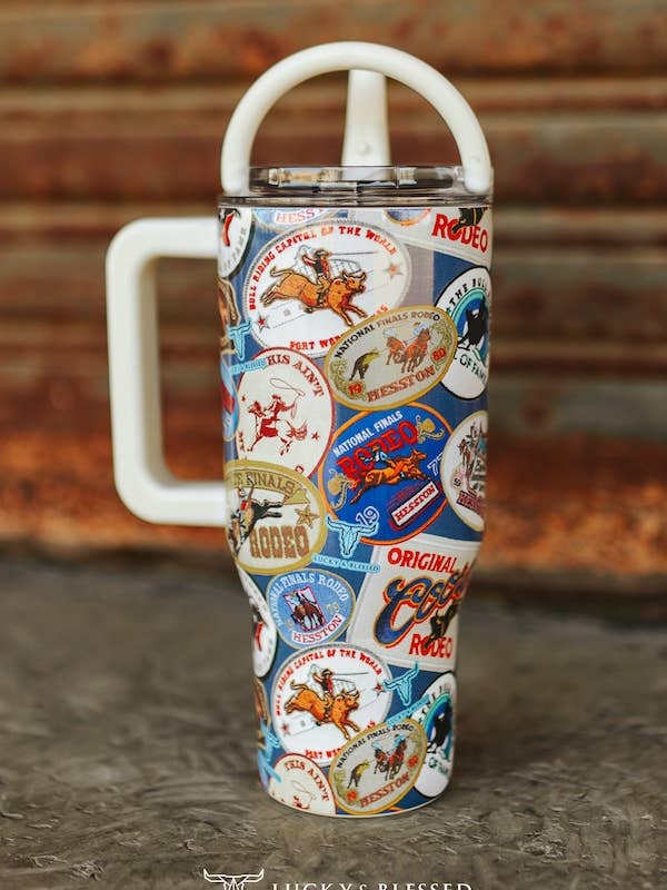 Patch Western printed Flip Straw Tumbler 30oz for wholesale by LUCKY & BLESSED