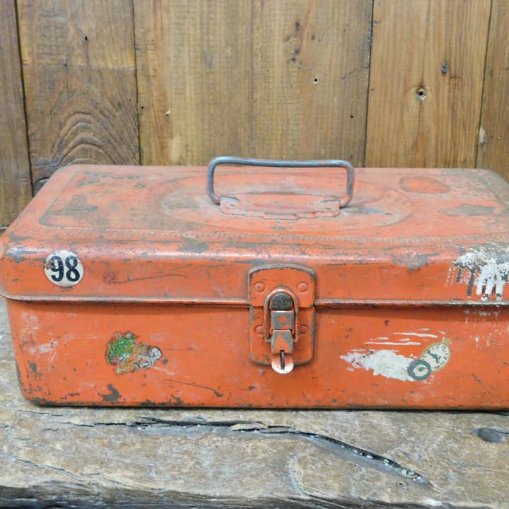 Vintage Metal Tool box-#20-Storage-6x13x4.5Hin-Rustic and other Purchase Wholesale tool box. Free Returns & Net 60 Terms on Faire trending on Faire.