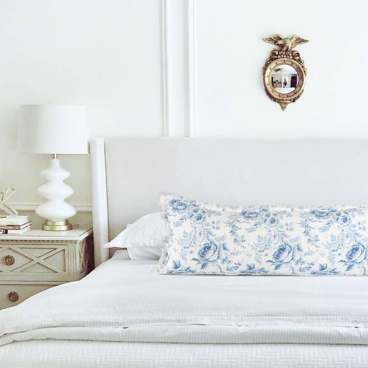 Tajik Home LLC - Wholesale Throw Pillow Cover - Charlotte Blue Vintage French Floral Toile Pillow Cover
