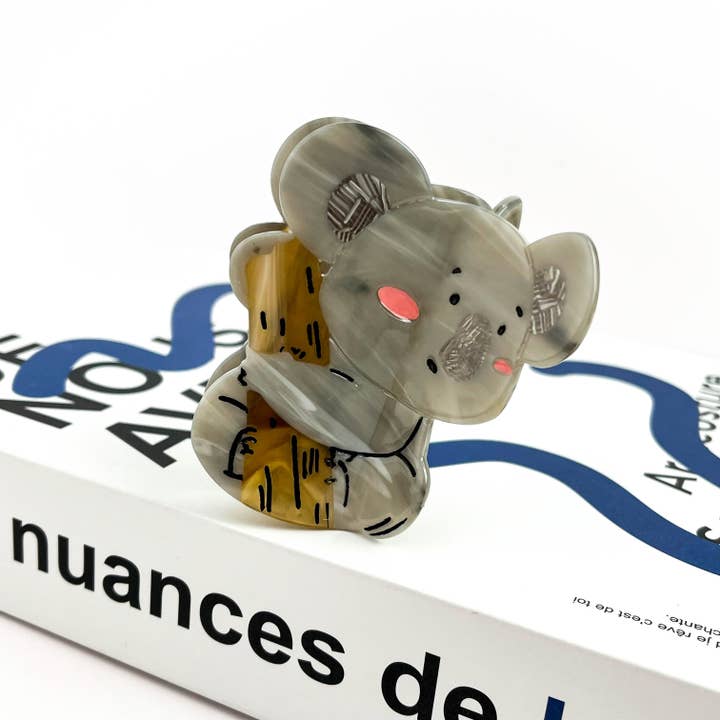 TheDivaSoap - Wholesale Hair Clip - Women's - Grey Koala Bear Claw Clip, Cute Animal Hair Clip2