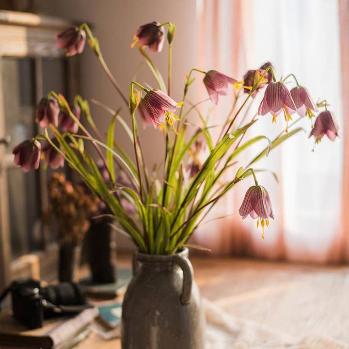 Rustic Reach - Wholesale Artificial Flowers - Silk Fritillaries Lily Flower Stem in Pink or Purple 26" Tal
