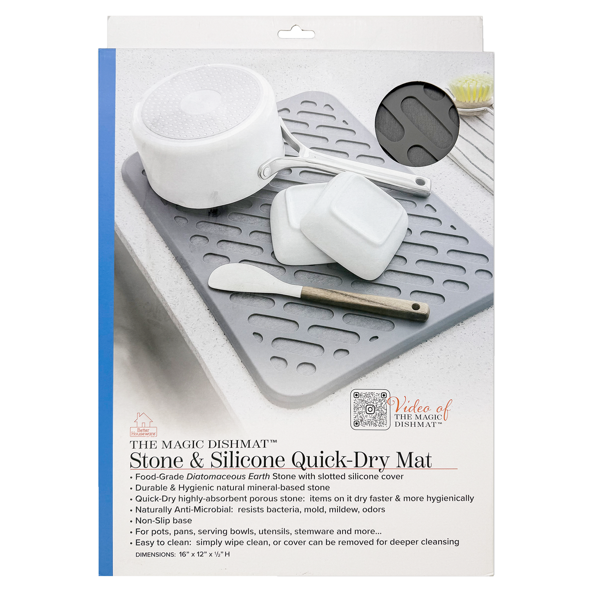 Better Houseware Corp. - Wholesale Dish Drying Mat/Rack - The Magic Dishmat: Stone & Silicone Quick Dry Mat8