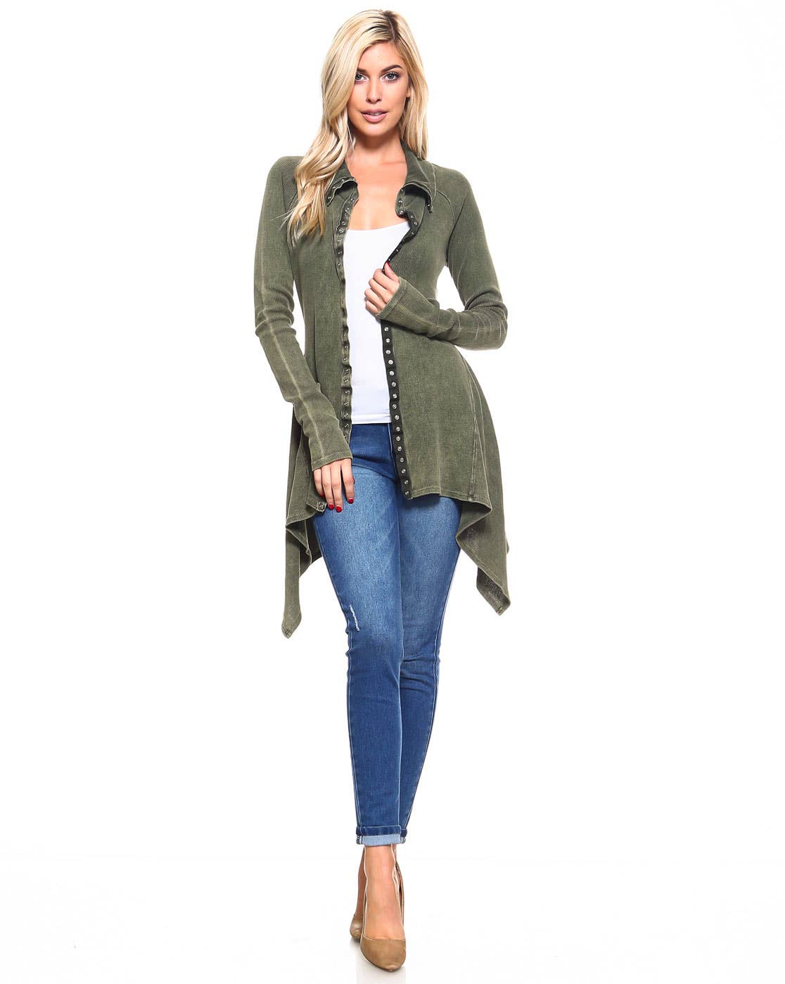 Urban X Apparel – Blusão - Mulher por atacado – Jaqueta térmica de botão lavado Urban X L/S com gola7