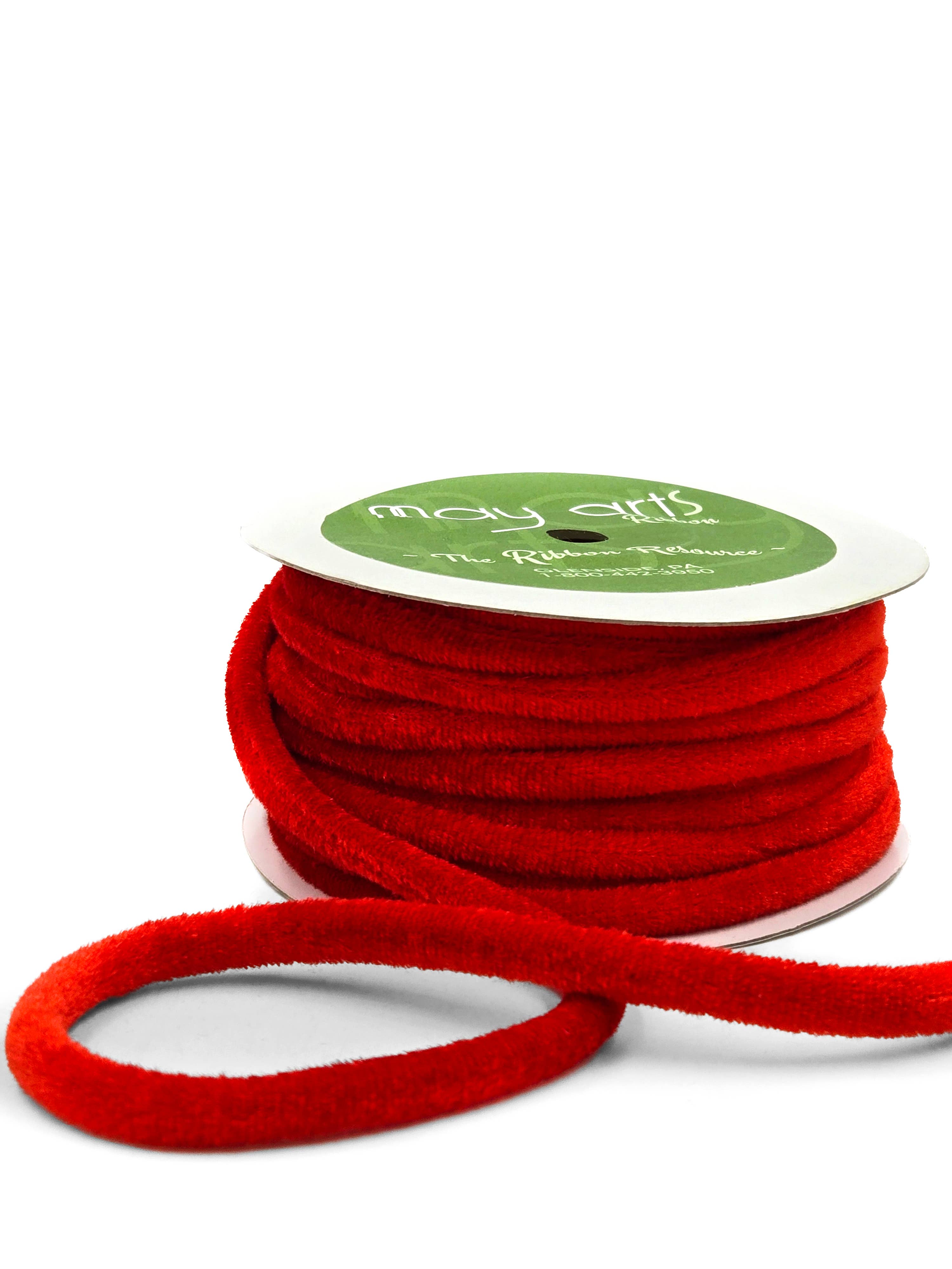 May Arts Ribbon - Wholesale Ribbon - Gift Wrapping - 1/4" Red Velvet Piping0