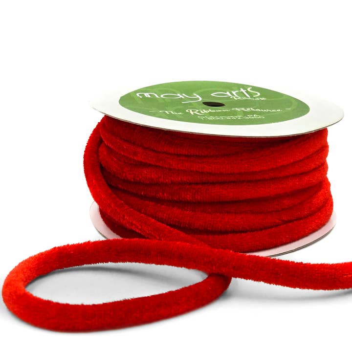 May Arts Ribbon - Wholesale Ribbon - Gift Wrapping - 1/4" Red Velvet Piping0