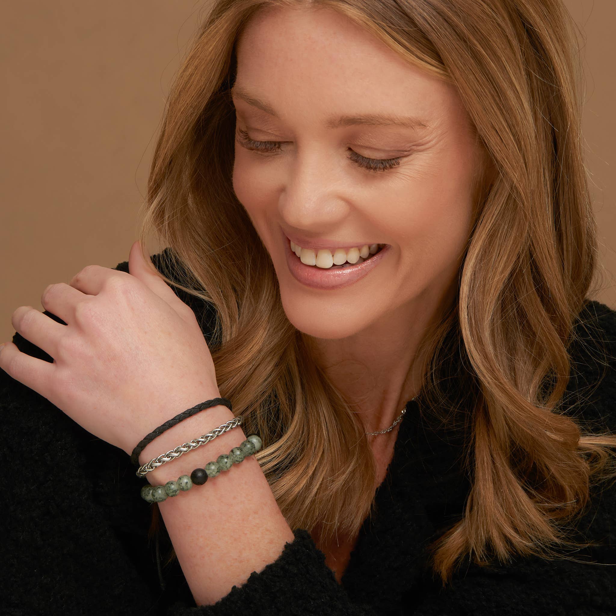 Elsie & Zoey - Wholesale Beaded Bracelet - Shiloh Unisex Beaded and Wheat Chain Bracelet Set2