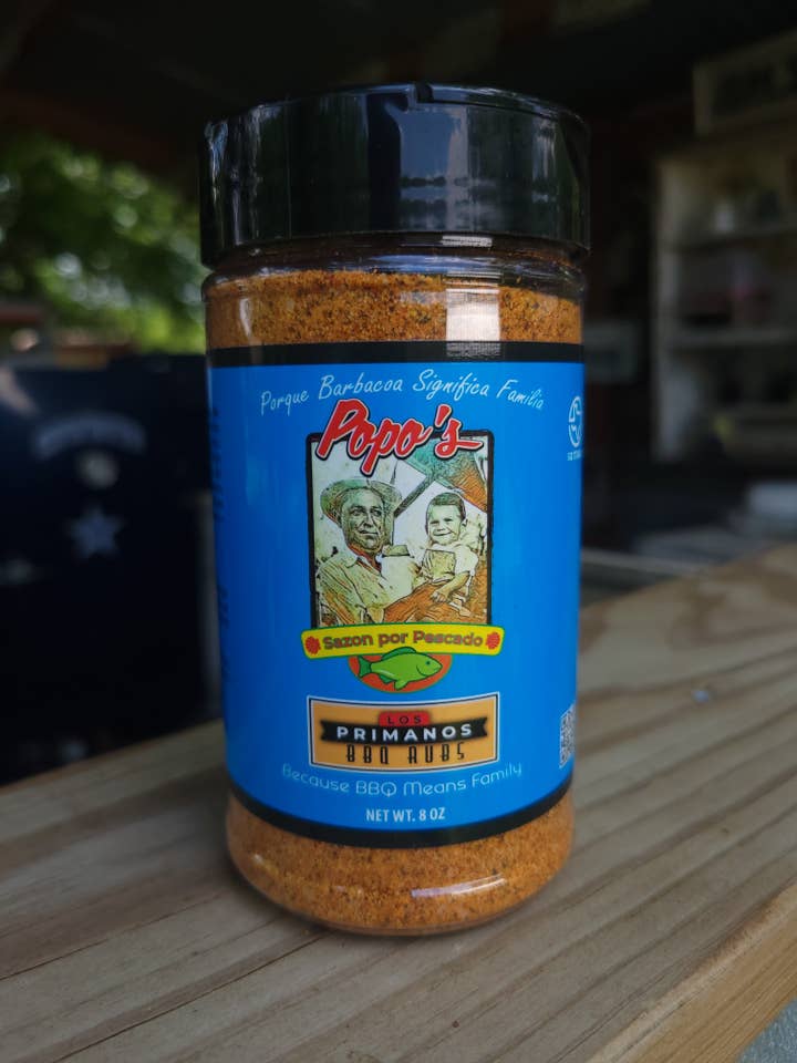 PoPo's Sazon Por Pescado (Meeresfrüchtegewürz) für den Großhandel von Los Primanos BBQ Rubs