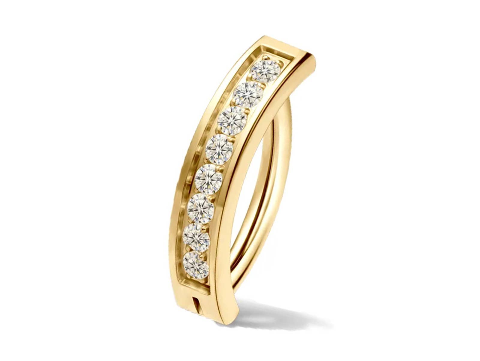 Bodytrend - Wholesale Belly Ring - REVERSE BELLY RING CLEAR CZ  14G/1.6 MM-SURGICAL STEEL 316L0