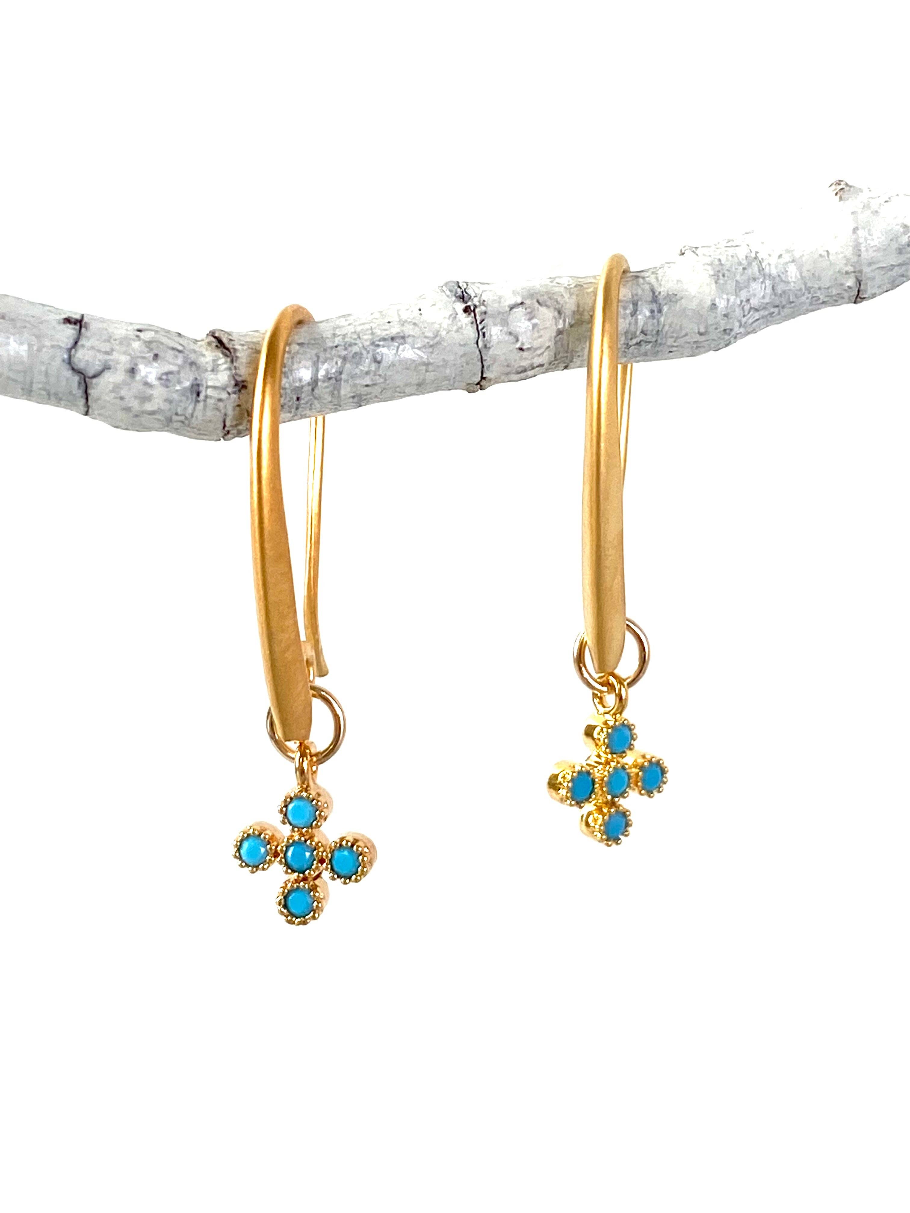 CV Designs - Vente Boucles d'oreilles pendantes - CZ Cross Drops-CVCT-BEST SELLER1