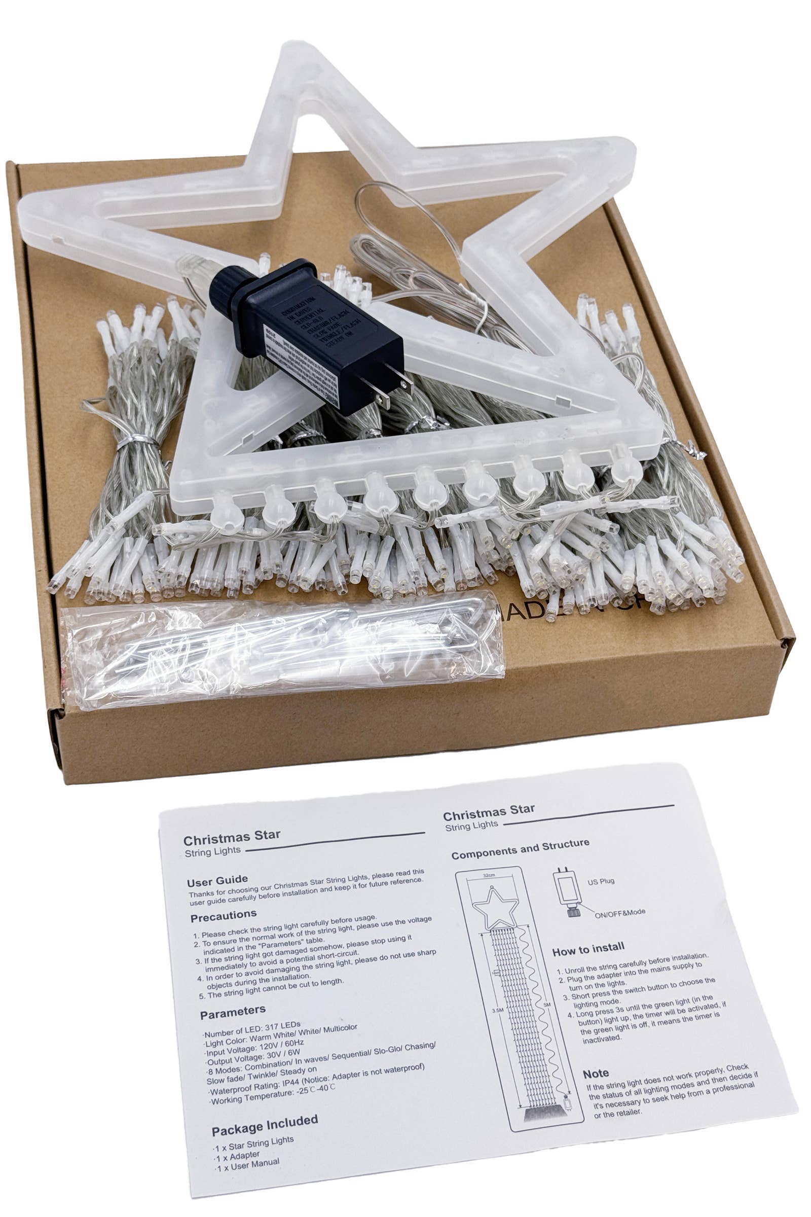 Cap Zone - Wholesale String Lights - Christmas Tree Star Spangled Warm White Led Lights3