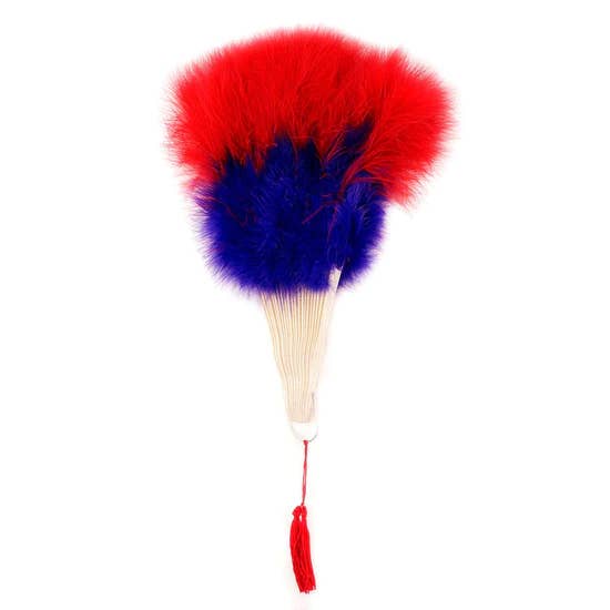 Zucker Feather Products – wholesale Party/paper folding fan – Marabou Feather Fan Multi Color - Red/Regal