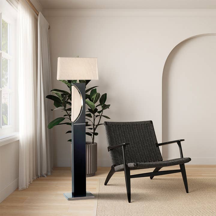 Nova of California - Vente Lampes sur pied - Lampadaire contemporain Half Moon gris anthracite de 63 po