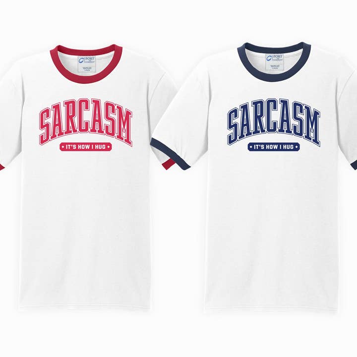 Sarcasmo | Maglietta con bordi a contrasto | Divertente e Impertinente per la vendita all'ingrosso da parte di Knox + Nell