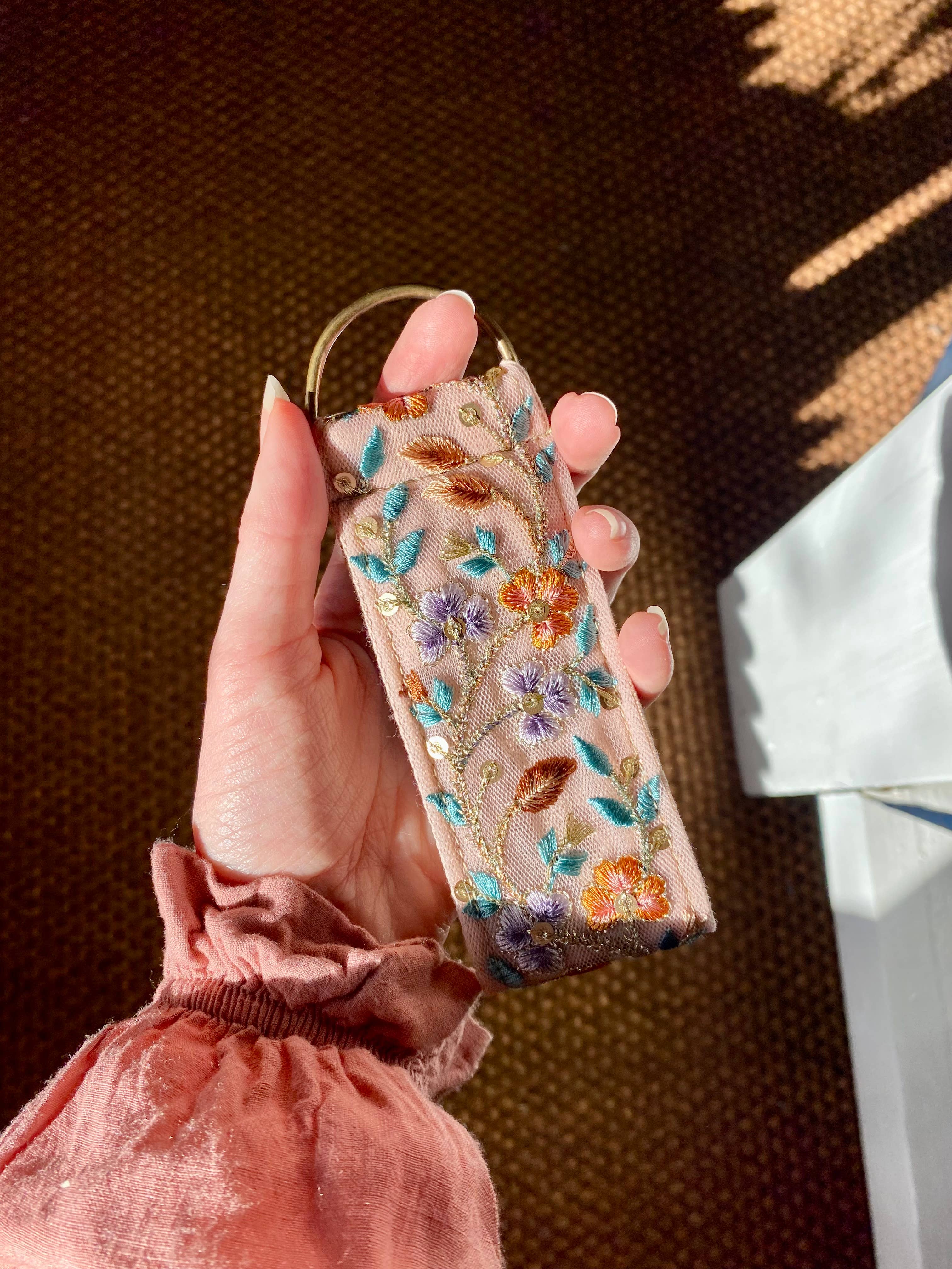 Temple of Treasure - Wholesale Keychain - Women's - Berries in Pink ~ floral fabric keychain gift 3