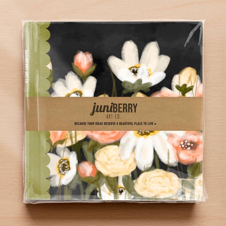 Moody Black and Green florals notebook journal for wholesale by Juniberry Art Co