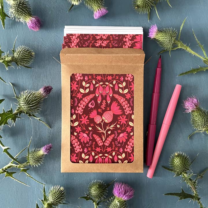 Coffret de 8 cartes Thistles Notecard pour la vente par Carabara Designs