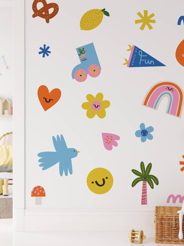 Wandaufkleber „The Icons“ für Kinder, Kinderzimmer für den Großhandel von Happy Go Lucky