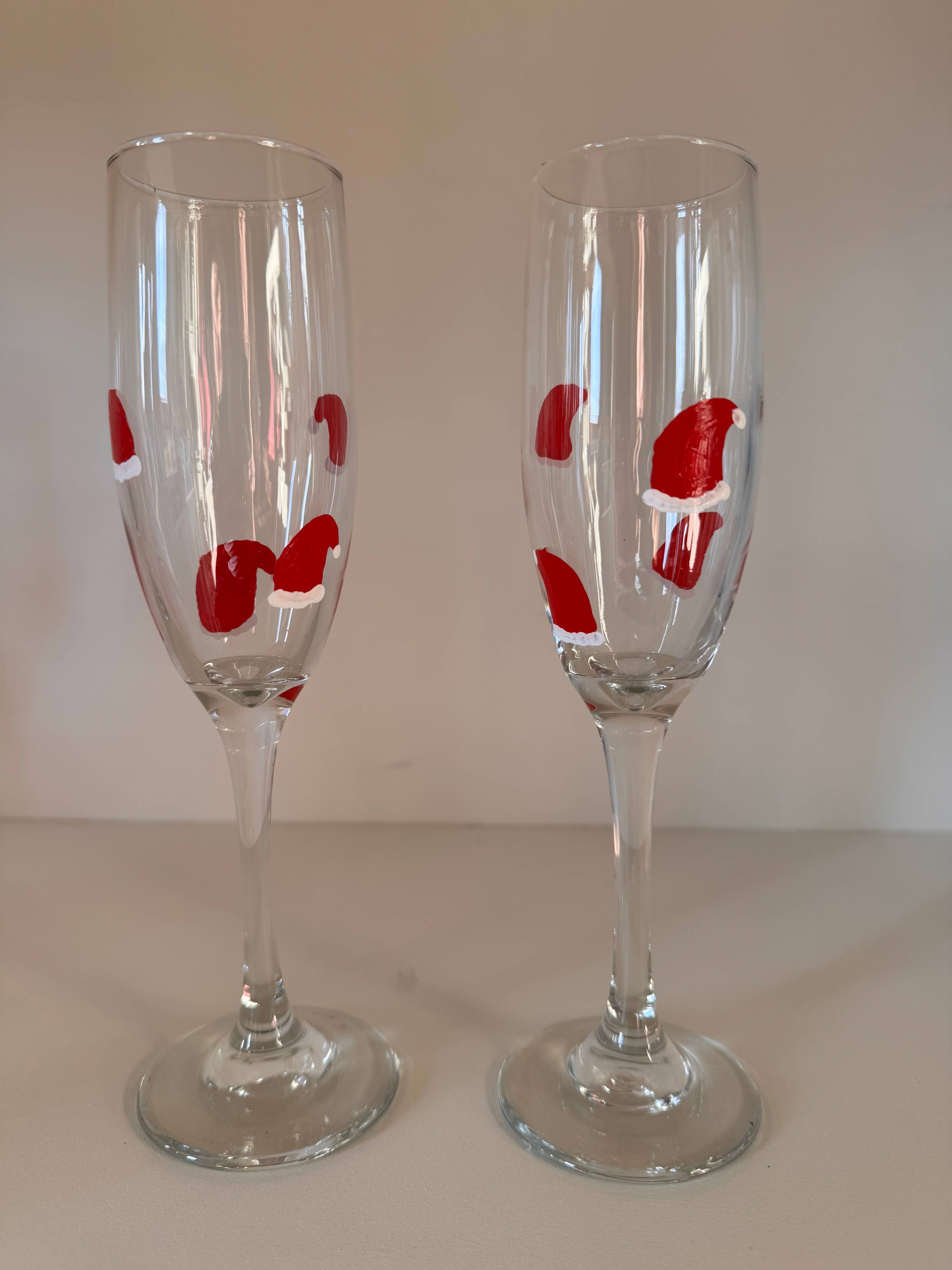 Hand Painted Glass, Co - Wholesale Wine Glass - Hand-Painted Santa Hat Glassware6