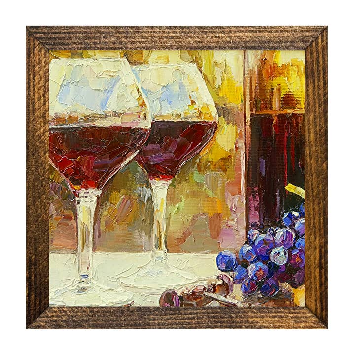 SÉRIE ARTISTIQUE TIMBERLAND - VERRES À VIN ROUGE ET RAISINS pour la vente par Jarmz Designs