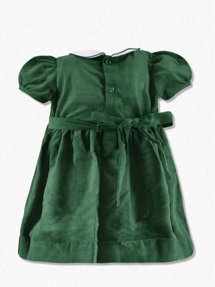 Hunter Grøn Baby- og småpigetøj med smockede juletræer og korte ærmer for engroshandel på Faire1