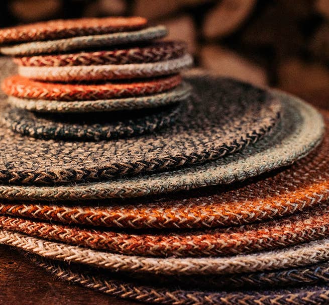 BRITISH COLOUR STANDARD – wholesale Placemat – Jute Placemats 27cm in Pearl W/Natural, Tied Set of 4 5